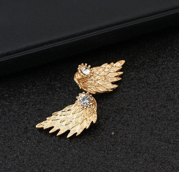 New Fashion Gold Silver Gothic Cool Angel Wings Rhinestone Alloy Stud Earrings Gifts Women's Ear Studs Party Jewelry Earrings