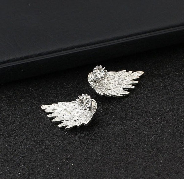 New Fashion Gold Silver Gothic Cool Angel Wings Rhinestone Alloy Stud Earrings Gifts Women's Ear Studs Party Jewelry Earrings