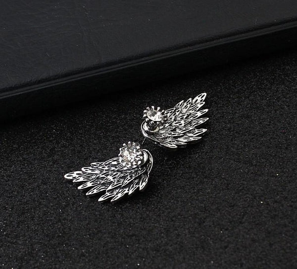 New Fashion Gold Silver Gothic Cool Angel Wings Rhinestone Alloy Stud Earrings Gifts Women's Ear Studs Party Jewelry Earrings