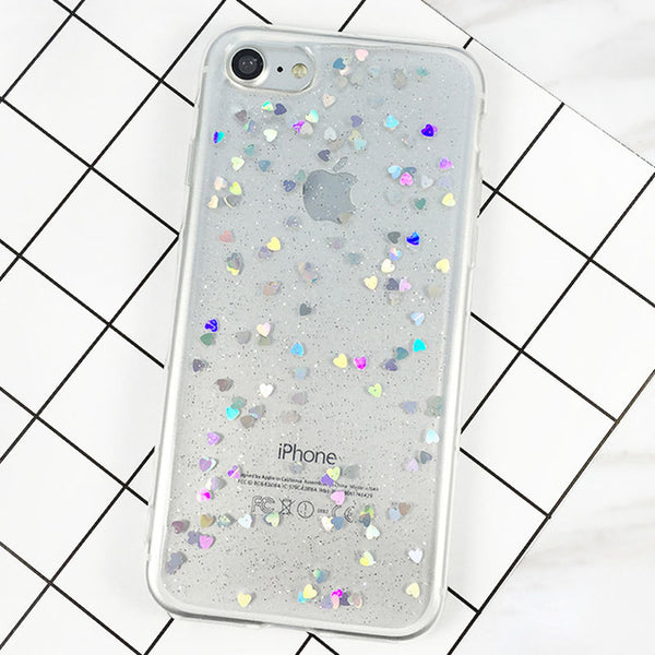 LACK Fashion Bling Glitter Case For iphone 6 Case For iphone 6S 7 7 PLus Back Cover Luxury Love Heart Shining Powder Phone Cases