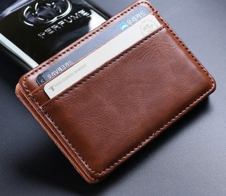 2017 New arrival High quality leather magic wallets Fashion men money clips card purse 2 colors