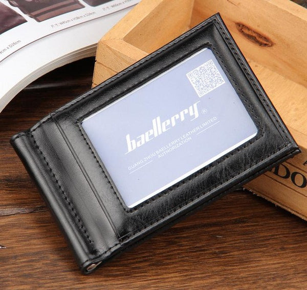 2017 Hot Sale Fashion New Men Money Clips Black Brown PU Leather 2 folded Open Clamp For Money With Zipper Pocket Free Shipping