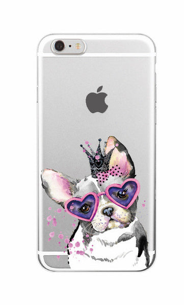 Cute Puppy Pug Bunny Cat Princess Meow French Bulldog Soft Phone Case Cover Coque Funda For iPhone 7 7Plus 6 6S 6Plus
