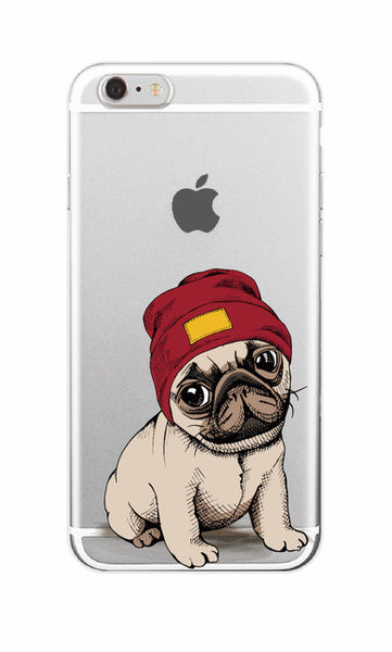 Cute Puppy Pug Bunny Cat Princess Meow French Bulldog Soft Phone Case Cover Coque Funda For iPhone 7 7Plus 6 6S 6Plus