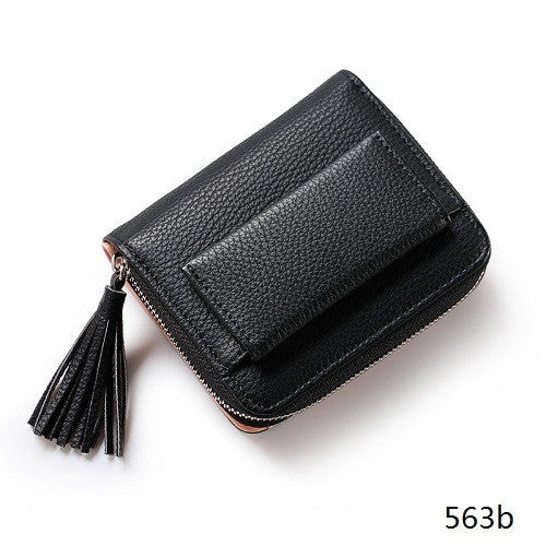 Miyahouse Women Mini Wallets Female Tassel Pendant Short Money Wallets PU Leather Lady Zipper Coin Purses Fashion Card Holders