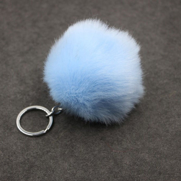 Lovely Fluffy Rabbit Ear Fur Ball Key Chain Rings Pendant Cute Pompom Artificial Rabbit Fur Keychain Women Car Bag Key Ring