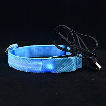 Adjustable Safety Pets Dog LED Flashing Night Light Nylon Collar USB Charging S-XL