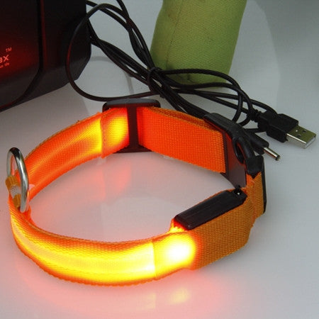 Adjustable Safety Pets Dog LED Flashing Night Light Nylon Collar USB Charging S-XL