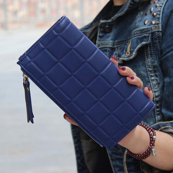 2016 New Fashion Stereoscopic Square Women Wallets Embossed Wallet Female Clutch Double Zipper Purses Carteira Feminia Gift