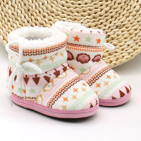 Winter Warm Fleece Soft Soled Crib Shoes Girl Toddlers Snow Boots Sneakers