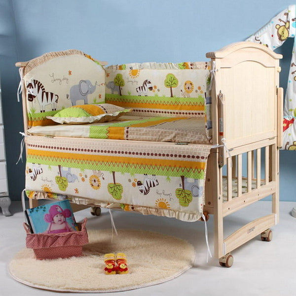 5PCS Set Newborn Baby Bed Bumper Set Baby Crib Bumper Baby Crib Bedding Set Cartoon Animal Baby Cot Set 100x58cm CP01