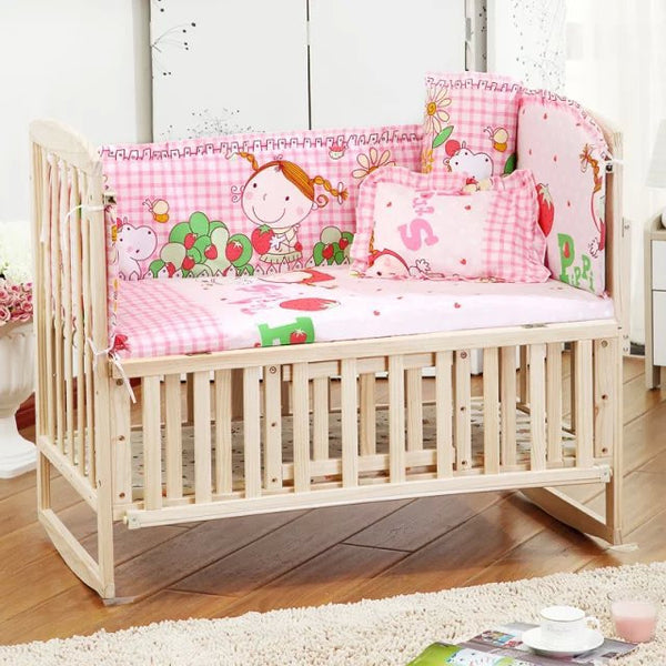 5PCS Set Newborn Baby Bed Bumper Set Baby Crib Bumper Baby Crib Bedding Set Cartoon Animal Baby Cot Set 100x58cm CP01