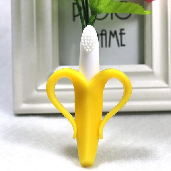 Pacifier Clip Baby Teethers Food Grade Silicone Safety Banana Toothbrush Teether Teething New Stick Chews Mordedor Baby Toy Care