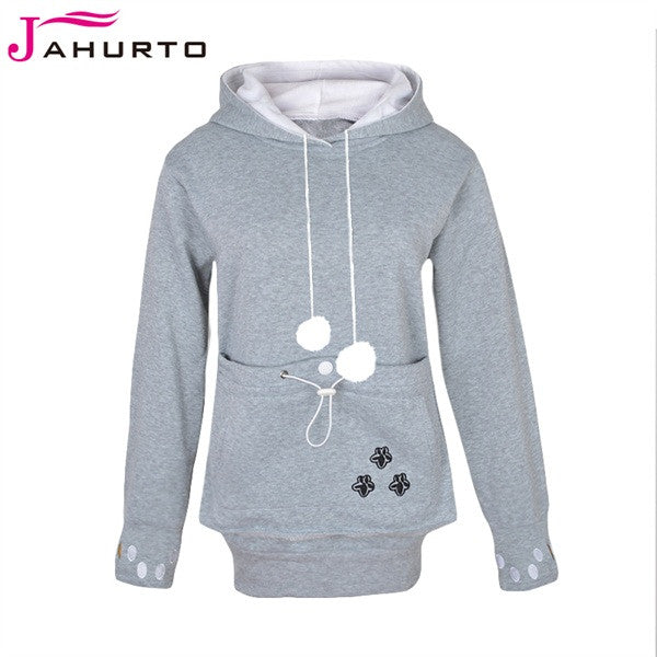 Jahurto Cartoon Hooded Hoodies Lover Cats Kangaroo Dog Hoodie Cool Long Sleeve Sweatshirt Front Pocket Casual Animal Ear Hoodie