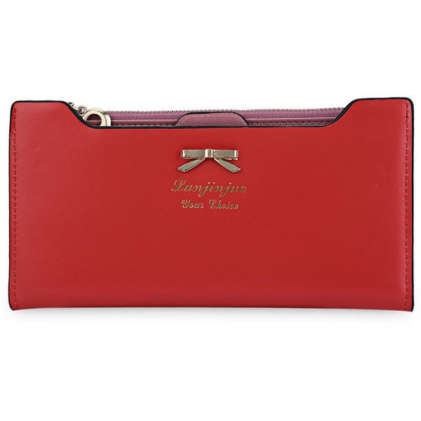 Guapabien Women Purse Long Bow Wallets Candy Color Wallet PU Thin Card Holders Purse Female Carteira Feminina Portefeuille Femme
