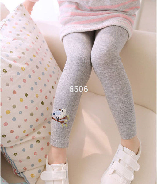 Toddler Baby Girls Kid Skinny Pants Girls Leggings Cute Bird Print Stretchy Warm Leggings 2-7Y