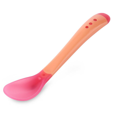 Heat Sensing Color Changing Feeding Spoon Solid Feeding for Baby Cute Sensing Silicone Baby Spoon Baby Children Flatware Hot