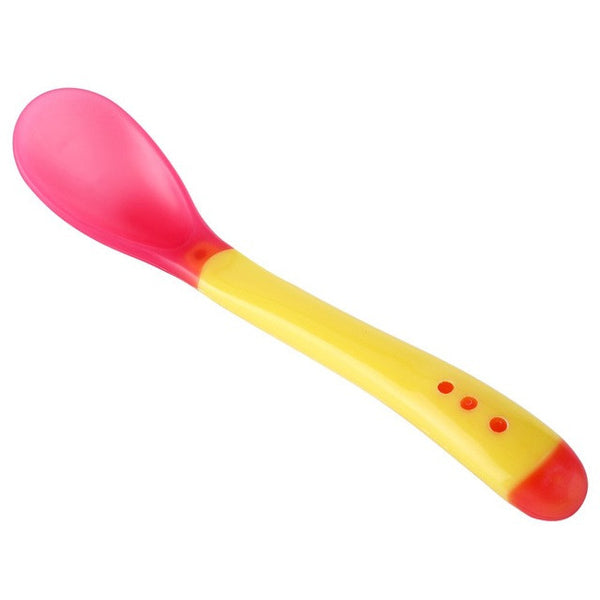 Heat Sensing Color Changing Feeding Spoon Solid Feeding for Baby Cute Sensing Silicone Baby Spoon Baby Children Flatware Hot