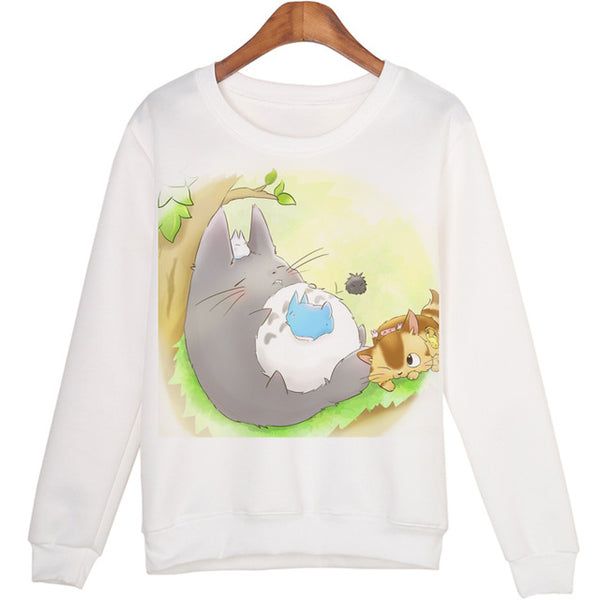 Casual 3D Sweatshirt Women Winter Clothing Cartoon Totoro Print Moleton Feminino Hoodies O-neck Pullover Tops WMH31