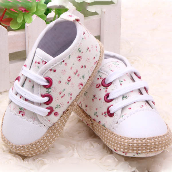 Lovely 0-12M Baby Kid Girl Crib Shoes Toddler Soft Sole Sneakers Prewalker