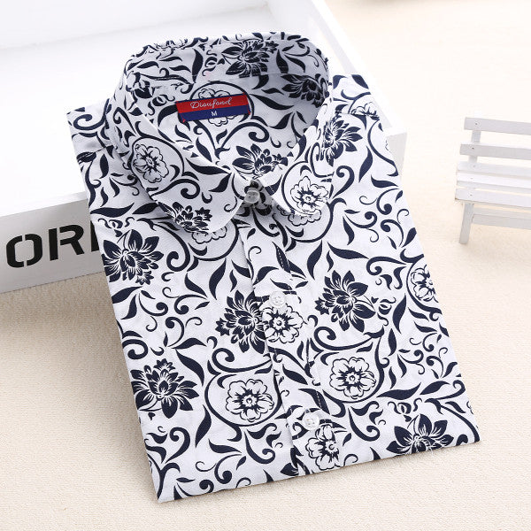 Autumn Floral Women Shirts with Long Sleeves Cotton Blouses Shirt Turn Down Collar Female Bodycon Shirts Women Feminine Shirt