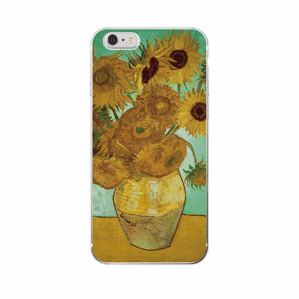 Van Gogh Starry Night  Sunflower Oil Painting Cat Flower Eiffel Soft TPU Phone Case For iPhone 6Plus 6 6S 5 5S SE 5C 4S 7Plus 7