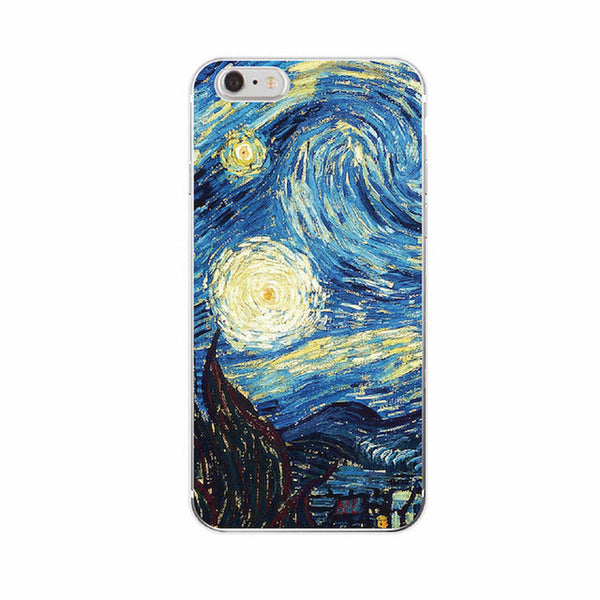 Van Gogh Starry Night  Sunflower Oil Painting Cat Flower Eiffel Soft TPU Phone Case For iPhone 6Plus 6 6S 5 5S SE 5C 4S 7Plus 7