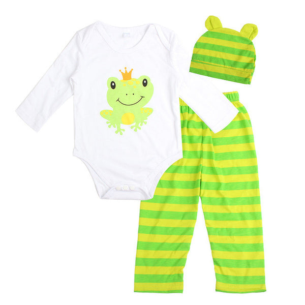 3pcs Newborn Baby Girl Clothes Long-sleeved Romper+Hat+Pants Sets Infant Animal Cartoon Winter Cotton Baby Boy Girl Clothing Set