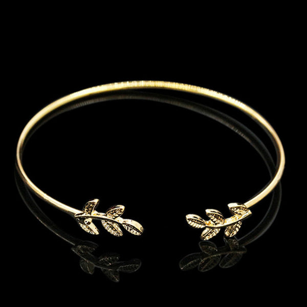 SL163 2017 Leaves Gold & Silver Plated Bracelets & Bangles Fashion Open Bangle Women Cuff Bracelet Pulseiras Pulseira Feminin