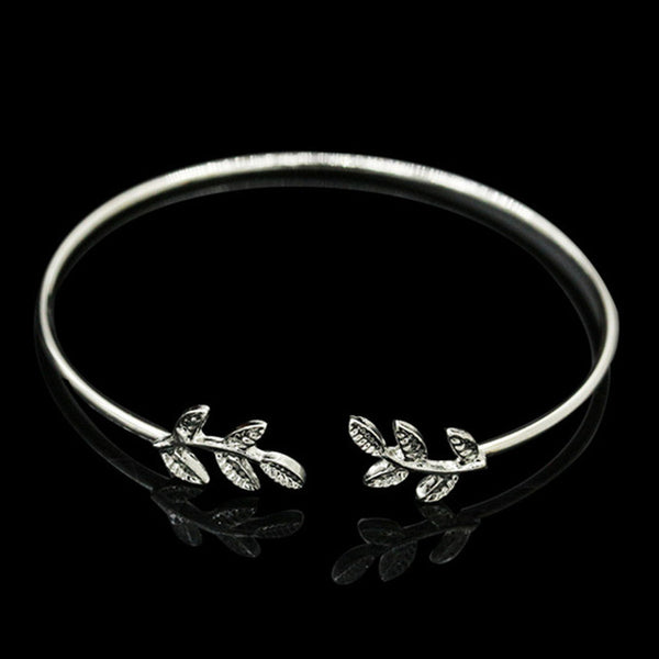 SL163 2017 Leaves Gold & Silver Plated Bracelets & Bangles Fashion Open Bangle Women Cuff Bracelet Pulseiras Pulseira Feminin