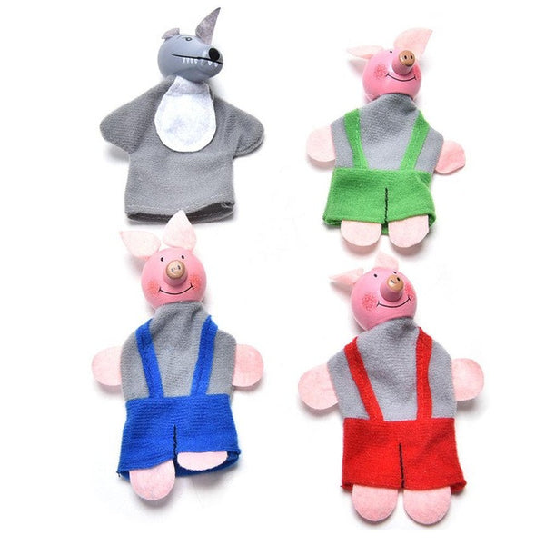 New 3 Pig And 1 Gree Wolf Finger Toy Little Pigs Finger Puppets Kids Educational Hand Toy Story Toy for Boy Girl
