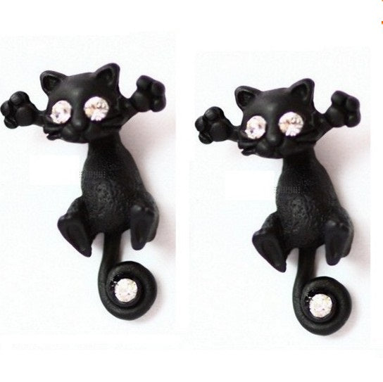 Kittenup New Fashion Cat earring cute  Black Kitten Jewelry Piercing Ear Stud Earrings for Women Femme