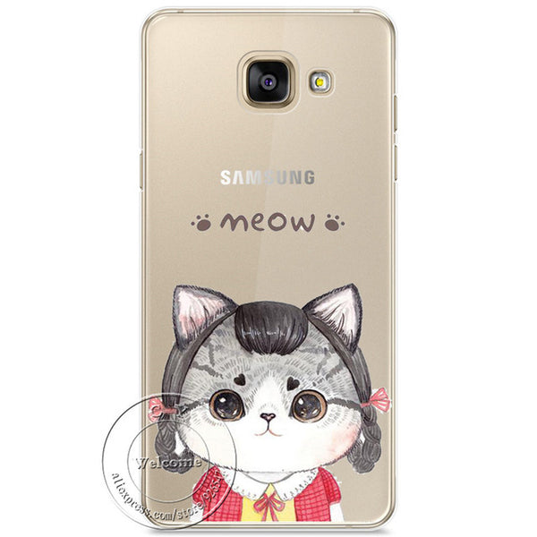 New Fashion Super Cute Cat Hard Case Cover For Samsung Galaxy A310 A510 A710 J110 J510 J710 A3 A5 A7 J1 J5 J7 2015 2016 2017