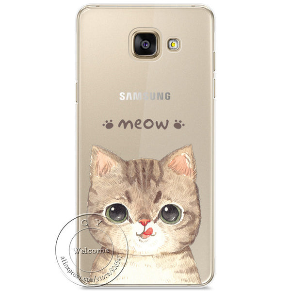 New Fashion Super Cute Cat Hard Case Cover For Samsung Galaxy A310 A510 A710 J110 J510 J710 A3 A5 A7 J1 J5 J7 2015 2016 2017