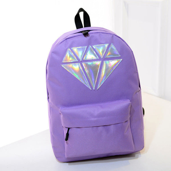 Women Canvas Backpack School Bags Holographic Silver Diamond Solid Teenage Girls Female Men Laptop Sale waterproof brand Mochila