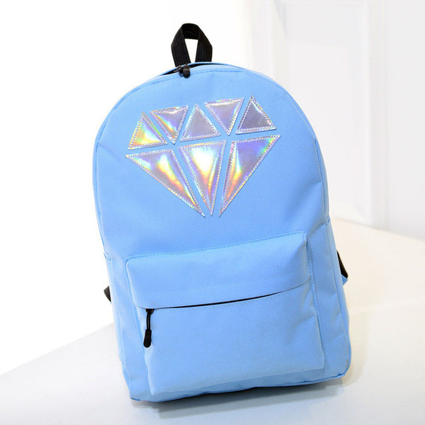 Women Canvas Backpack School Bags Holographic Silver Diamond Solid Teenage Girls Female Men Laptop Sale waterproof brand Mochila