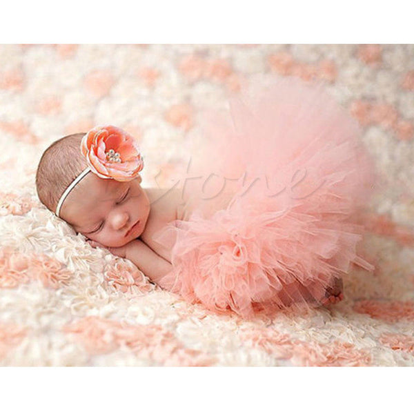 Cute Toddler Newborn Baby Girl Tutu Skirt & Headband Photo Prop Costume Outfit A5901