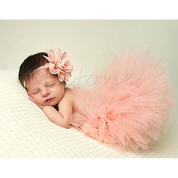 Cute Toddler Newborn Baby Girl Tutu Skirt & Headband Photo Prop Costume Outfit A5901