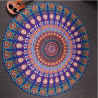 2016 Hot Indian Mandala Tapestry Peacock Printed Boho Bohemian Beach Towel Yoga Mat Sunblock Round Bikini Cover-Up Blanket Throw