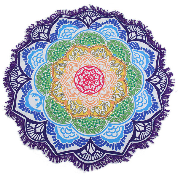 Beach towel Tassel Indian Mandala Tapestry Totem Lotus Printing Beach Towels Yoga Mat Sun block Round Bikini Cover-Up Blanket