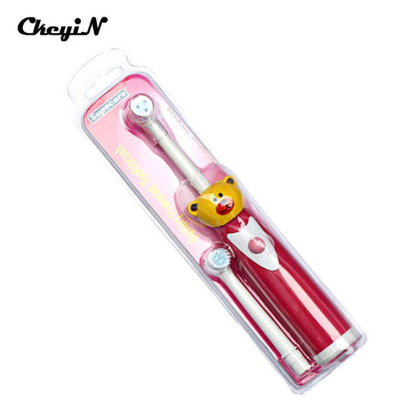 2 Heads Replaceable Electric Automatic Toothbrush for Children Cartoon Tooth Brush Baby Kid Dental Care Massage Whitening