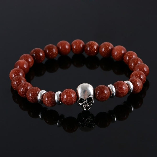 Men gift Skull Bracelet pulseras mujer buddha beads bracelet elastic charm bracelet lava natural stone for men and women