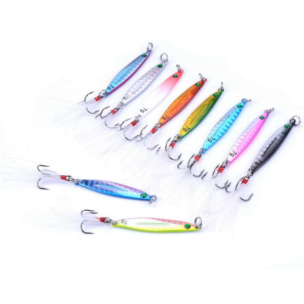 10PCS 7g 10g 14g 17g 21g 28g 40g Metal Lure Fishing Spoon Sea Fishing Hard Lure SliceJig Bait Spoon Fishing Tackle Metal Jigging