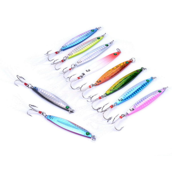 10PCS 7g 10g 14g 17g 21g 28g 40g Metal Lure Fishing Spoon Sea Fishing Hard Lure SliceJig Bait Spoon Fishing Tackle Metal Jigging