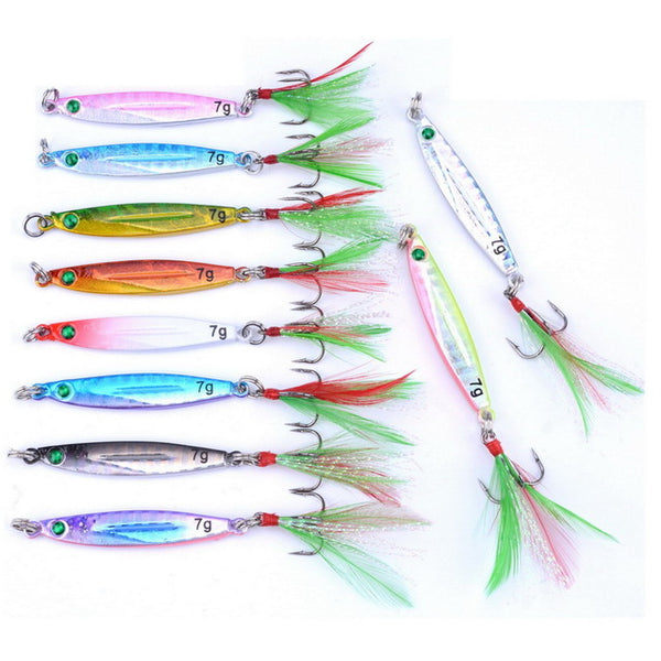 10PCS 7g 10g 14g 17g 21g 28g 40g Metal Lure Fishing Spoon Sea Fishing Hard Lure SliceJig Bait Spoon Fishing Tackle Metal Jigging