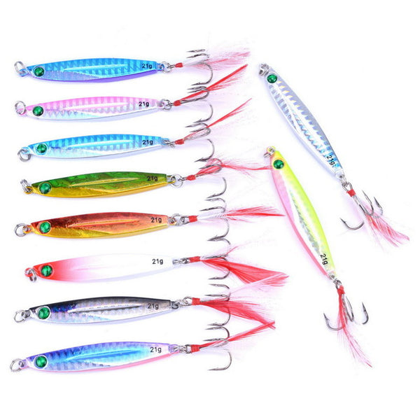 10PCS 7g 10g 14g 17g 21g 28g 40g Metal Lure Fishing Spoon Sea Fishing Hard Lure SliceJig Bait Spoon Fishing Tackle Metal Jigging