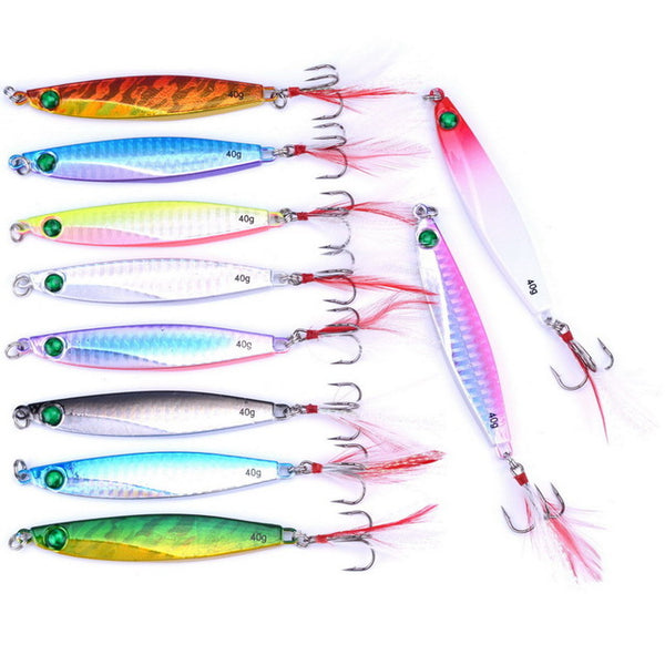 10PCS 7g 10g 14g 17g 21g 28g 40g Metal Lure Fishing Spoon Sea Fishing Hard Lure SliceJig Bait Spoon Fishing Tackle Metal Jigging