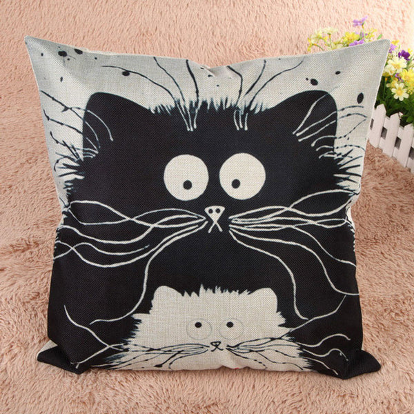 45cm*45cm Cartoon Decorative Pillowcase Cat Pillow Case Married Couples Kitten Cushion Cover Linen