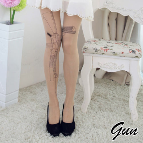 2016 Hot Fashion Lovely Sexy  Women Girl Cute Tattoo Pattern Printed Skin Color  Party Vacation Pantyhose Stockings New