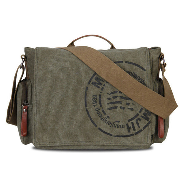 MANJIANGHONG Vintage Men's Messenger Bags Canvas Shoulder Bag Fashion Men Business Crossbody Bag Printing Travel Handbag 1124